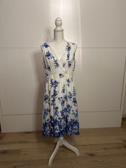 White summer dress with blue flowers