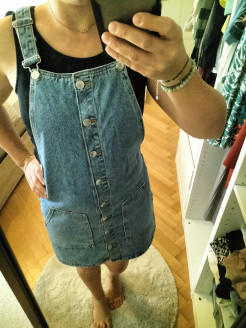 Denim dungaree dress