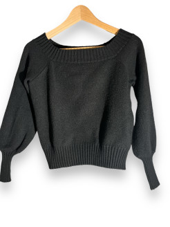 Black jumper with slightly flared collar