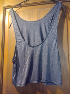 Metallic grey loose-fit evening top