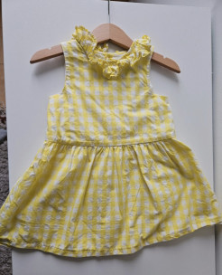 Jacadi yellow and white checkered dress 86cm