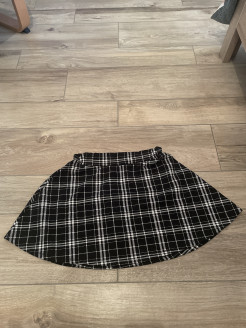 black and white checked skirt