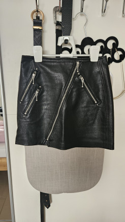 Imitation leather mini skirt