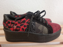 Gioseppo Keil-Sneakers leopard camouflage paillettes