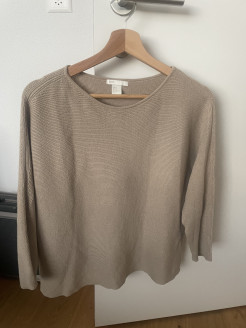 Pull beige, manche 3/4, taille M