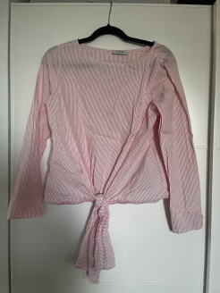Pink and white striped blouse