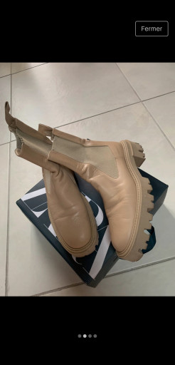 Beige leather boots