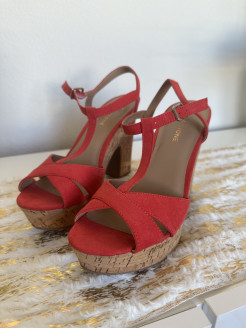 Red heeled sandal