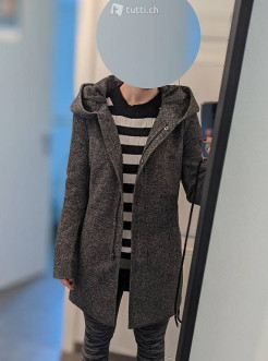 ONLY Grey Coat with hoodie – size S (new)