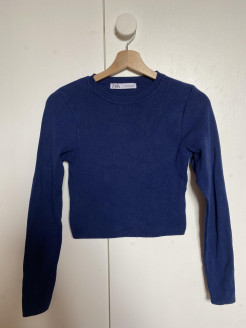 Pullover mit langen Ärmeln marineblau zara