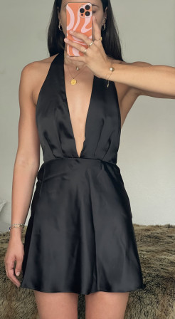 Black satin short dress - Zara