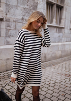 Black and white striped jumper dress