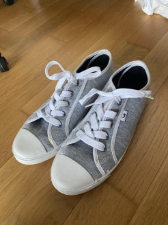 Grey and white trainers
