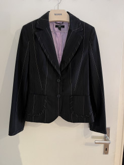 black and mauve jacket and trouser suit set