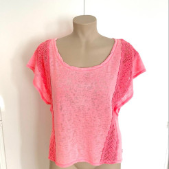 HOLLISTER Top Kurzarm Orange Rosa Fuchsia - Größe S