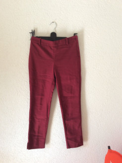 Red burgundy high waist cropped trousers