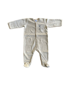 PETIT BATEAU | Pyjama mit Füßen aus Samt Mouton | Beige | Größe 12 Monate