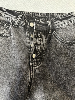 Dark grey button jeans