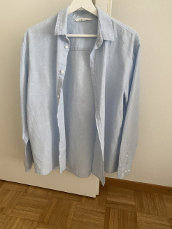 Chemise bleu clair lin/Cotton 