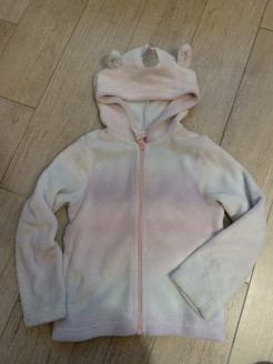 Gilet polaire rosé et pailleté capuchon licorne 