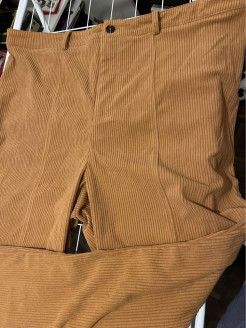 Wide beige ribbed trousers