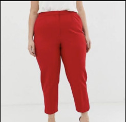 Red suit trousers with a slim fit