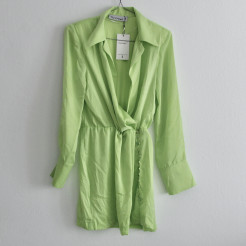 Short green satin-effect dress