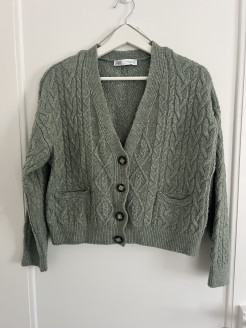 green cardigan ZARA