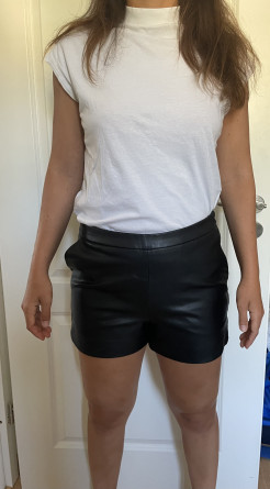Imitation leather shorts