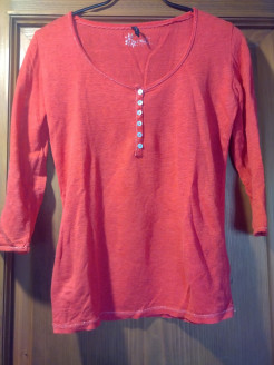 T-Shirt aus rosa Leinen mit 3/4-Ärmeln
