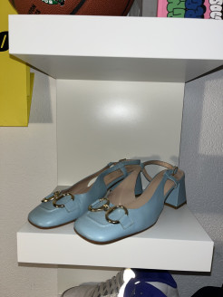 Blue heeled sandals