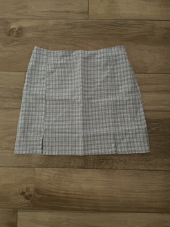 short blue/white skirt