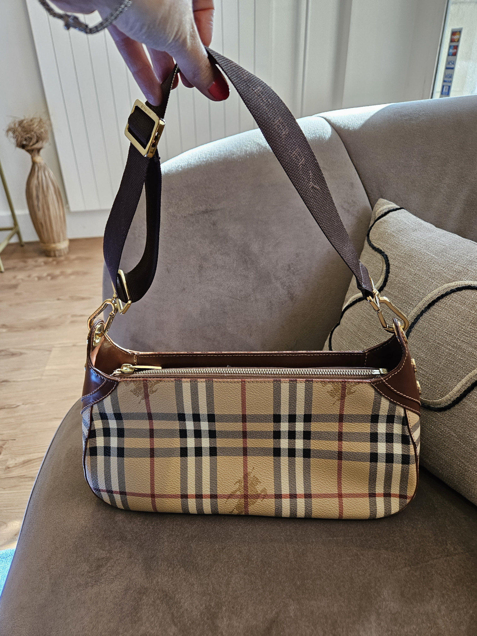 BURBERRY: London bag in canvas - Beige