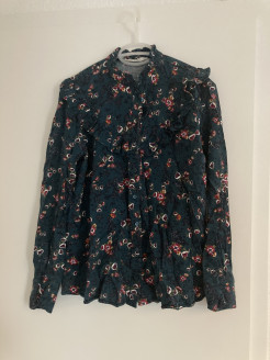 Green floral blouse