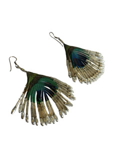 Peacock feather earring