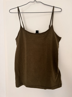 Military green strapless top