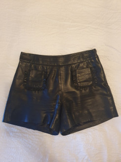 Black leather mini shorts Kookaï