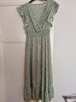 Almond green long dress