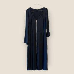 Blue dress with zip - Robe bleue avec fermeture devant