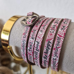 Positive messages leather bracelet