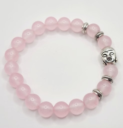 Edestein Pink Quartz Bracelet Silver Buddha Healing Stones