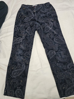 Patterned denim trousers