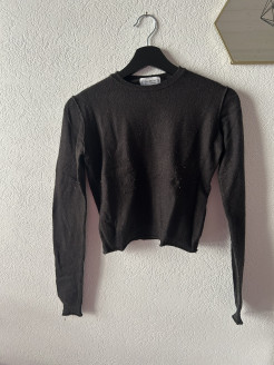 Grauer Pullover Crop-Top