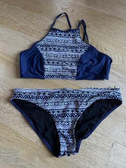 Blue two-piece swimming costume