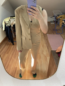 Beige 3-piece trouser suit