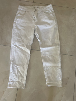 wide-leg white trousers