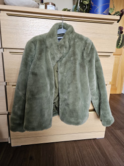Sage faux fur coat 40