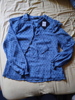 Blue ruffled blouse