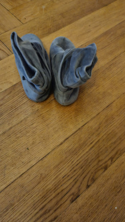Grey velvet boots