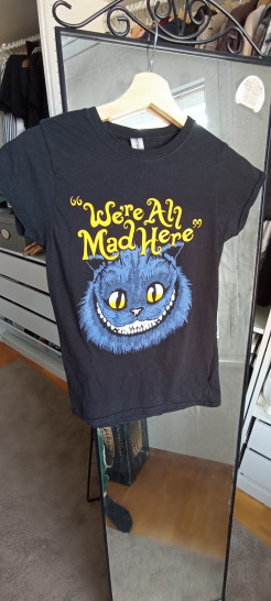 Schwarzes T-Shirt Cheshire-Katze